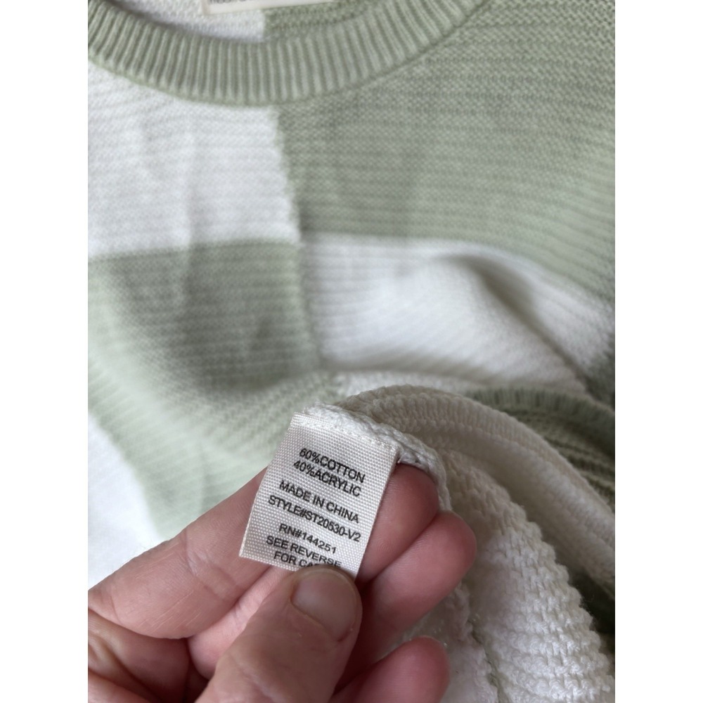 Moon And Madison Checkered Colorblock Cropped Sweater Women's M Cotton Acrylic - Picture 4 of 6